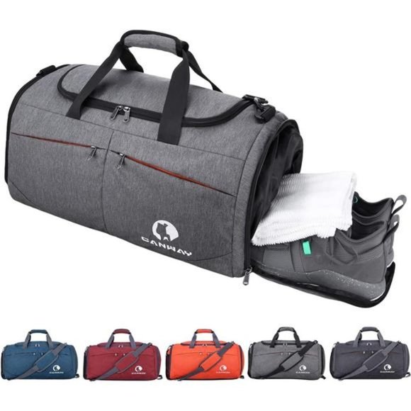 Travel Duffel bag with Wet Pocket & Shoes Compartment for men Gray